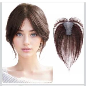 AYunhe Hook &Loop Strap Human Hair No Clips Magic Paste Toppers-Dark Brown 6x8cm